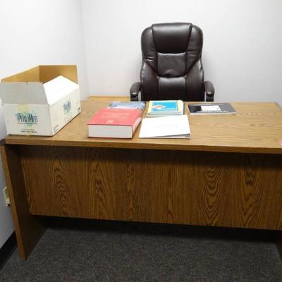 Laminate Desk, Leather Office Chair, Side Table an ...