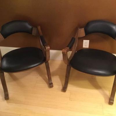 Vintage Wood and Leather Chairs