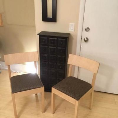 Chairs, Drawer Cabinet, Mirror Lot