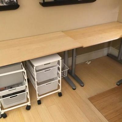 Two Work Desks with Portable Drawers