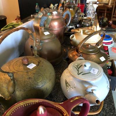 Tea Pot Collection from Pottery to Brass