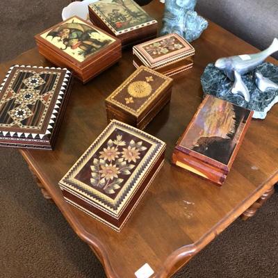 Large Inlayed Wooden Box Collection, 