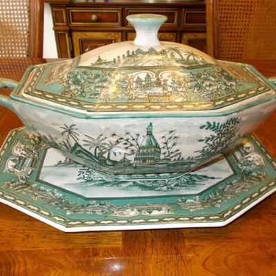 Tureen and platter $55 for decorative use only