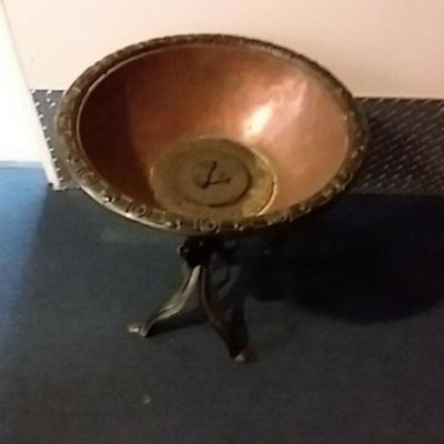 Huge Copper Bowl on Pedestal