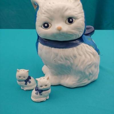 Kitten Cookie Jar and Shakers