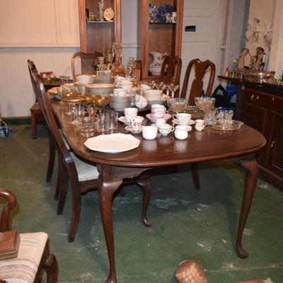 Dining Room Table w/4 Chairs, Dishes, & Servingware