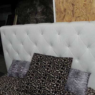 Queen white padded bed 1