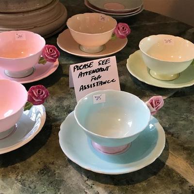 Paragon Tea Cups with Rose Handles...Rare!