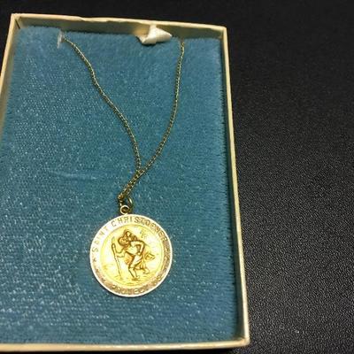 14k Gold St Christopher Medal