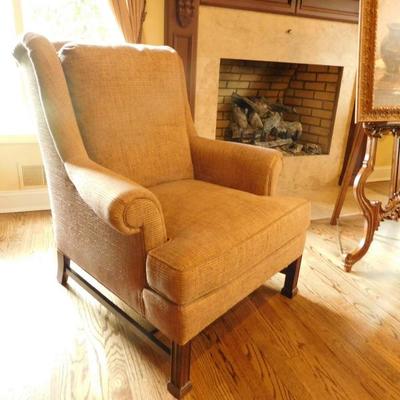 (2) Hickory furniture wing back with single ottoman