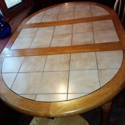 Tile top table with  leaf