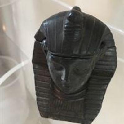 Egyptian pot metal lidded head
