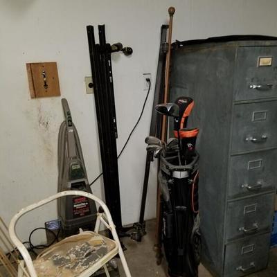Garage : file cabinet - golfing - 3 step stool 
