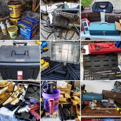 Tools, More Tools, Tool Boxes, Tool Chest, Air compressor, jacks, fire extinguishers, sprayers, power tools, come-alongs....LOTS of great...