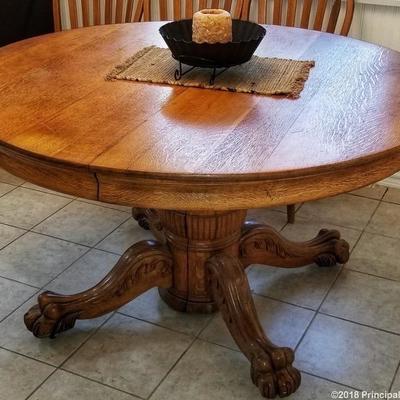 Vintage rustic oak claw foot dining table (54