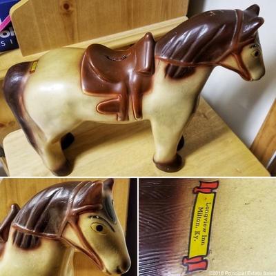 Vintage ceramic Palomino horse piggy bank from Milton, KY