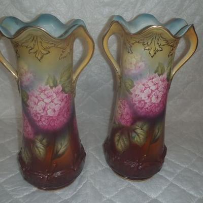 gorgeous pair of hand painted austrian vases about 15