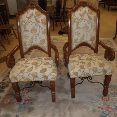 Pair of VERY HEAVY solid walnut arm chairs