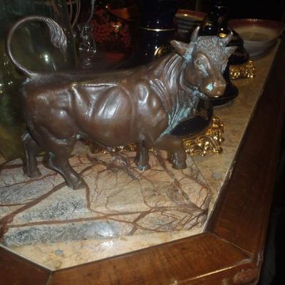 Fabulous Antique Bull on marble base. possibly French c1880-1919