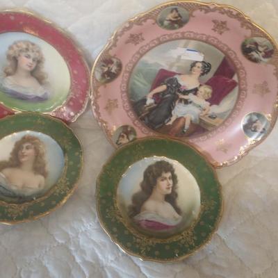 Antique German and Austrian porcelain portrait plates
