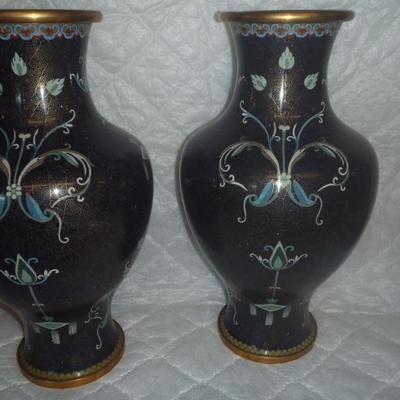 super pair of MINT CLOISONNE vases  18