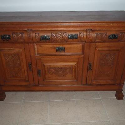 1880 high end oak sideboard American, and carved