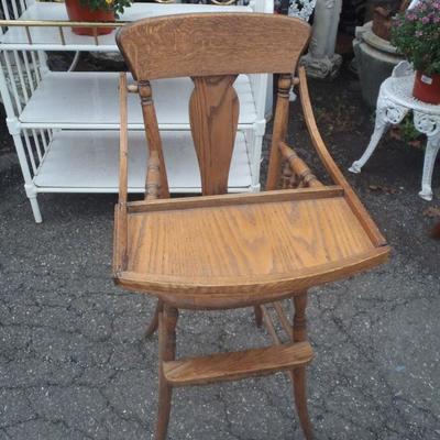 Tee Back 1900 oak high chair