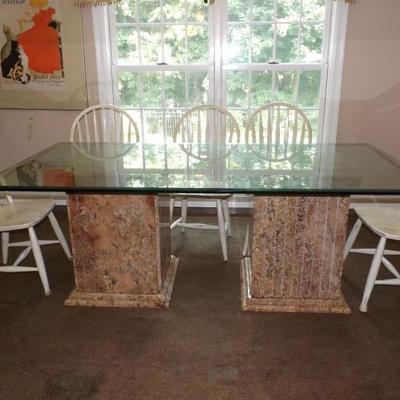 Glass Top Granite Base Kitchen Table