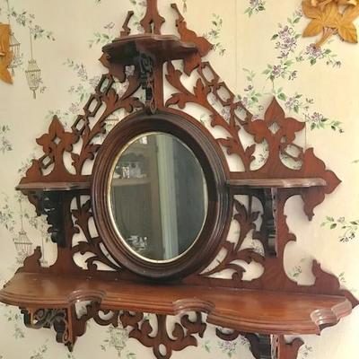 Victorian mirrored wall shelf