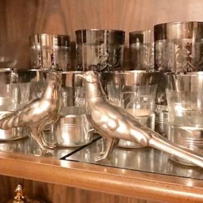 Silver rimmed glassware