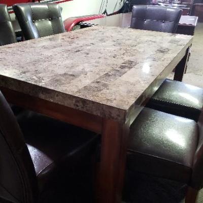 012 Granite Table, 6 Chairs
