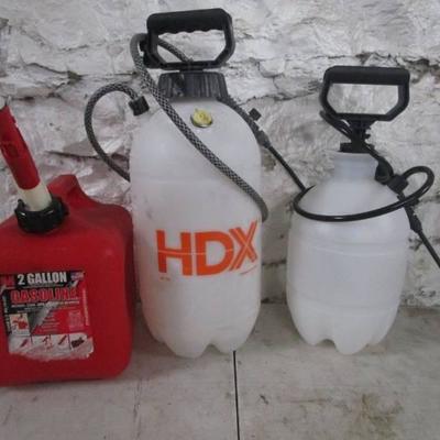 Lot of Pump Sprayers and Gas Can