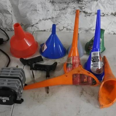 Small Air Compre, Funnels, and Tire Repair Hooks