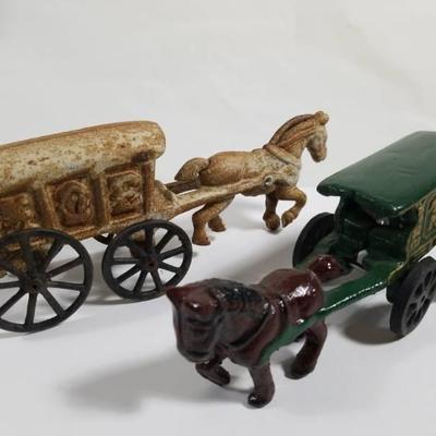 Lot of 2 Cast Iron Horse & Buggies  1 US Mail  1 ...