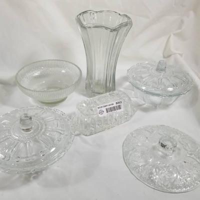 Lot of Clear Pressed Glass