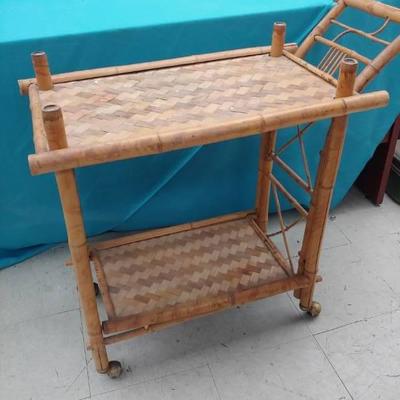 Vintage Bamboo Serving Cart
