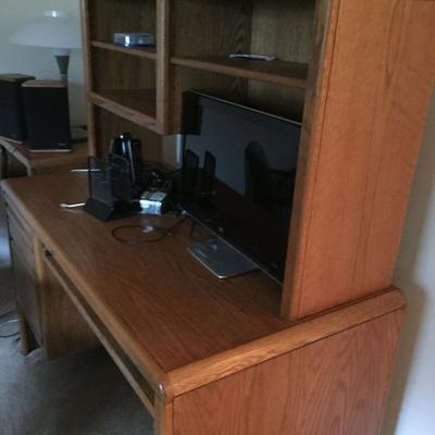 Desk with shelving.
