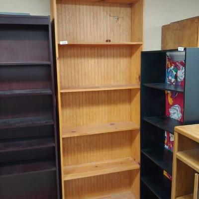 Light Wood Bookcase with Beadboard Panel Back