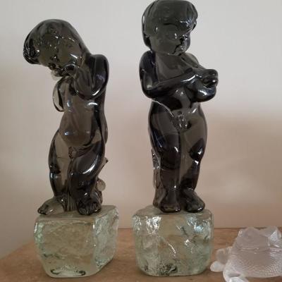 Pair of Murano cherub sculptures-huge!