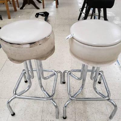 White Leather Diner Stools