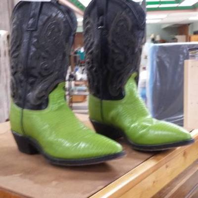 Green and Black Leather Boots