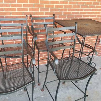 Iron Patio Table and 4 Chairs - Tall Height