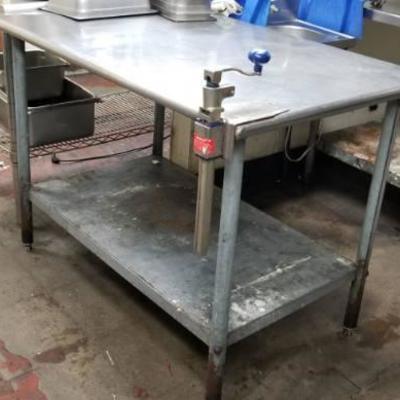 48 by 30 stainless table with edlund can opener
