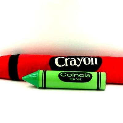 Plush Red Crayon and Green Crayon Bank