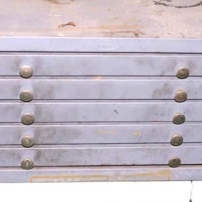 Metal Tool Box with Drill Bits