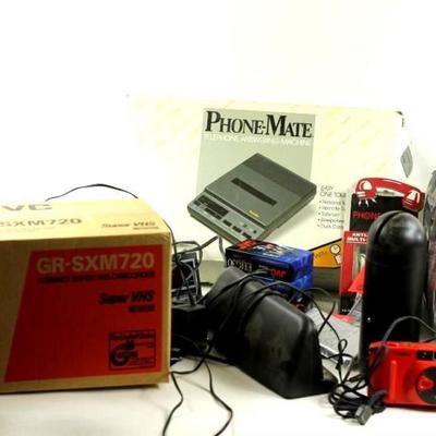 Lot of Electronics incl JVC Camcorder NOS, a Red Canon Snappy Camera, a Phone-Mate, etc