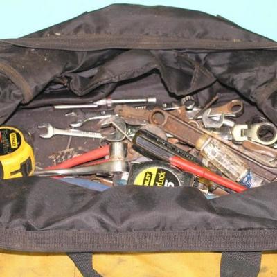 Bag of Hand Tools incl Wrenches, Tape Measures, Screw Drivers, etc