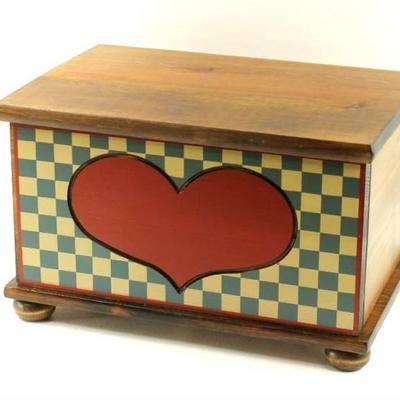 Wood Bread Box with Heart Design
