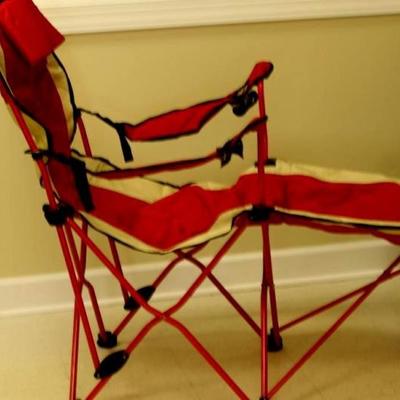 Red Canvas Folding Chair with Footrest