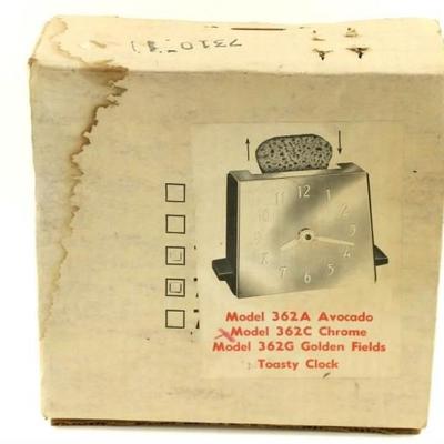 Vintage Toasty Toaster Clock, Model 362C Chrome, Still Sealed in Box